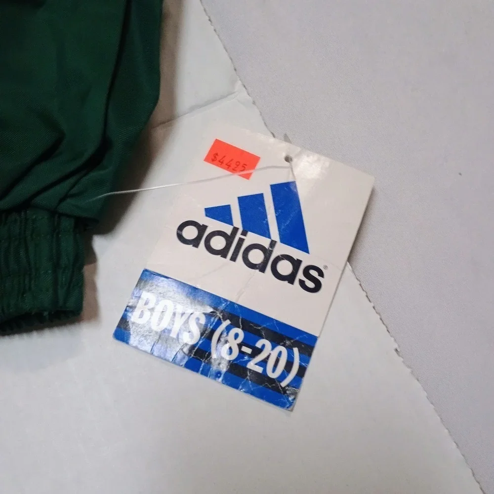 Vtg Y2k 1998 Green Kids Adidas Windbreaker Jacket 10/12 Medium Nwt